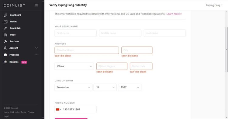 Coinlist交易所中文教程：账号注册、kyc实名认证、入金流程